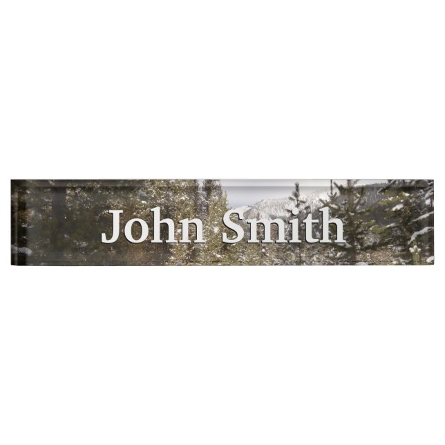 Winter Snowy Mountain Scene in Montana Nameplate (Front)