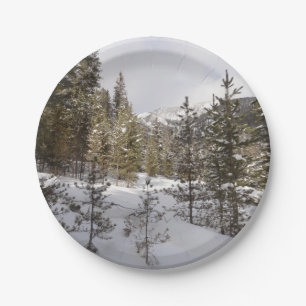 Winter Snowy Mountain Scene in Montana Paper Plate