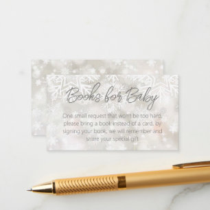 Winter snowy pastel baby shower book request enclosure card