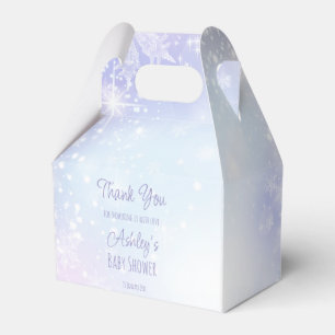 Winter snowy pastel colours baby shower favour box