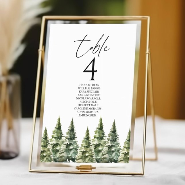 Winter Snowy Pine Tree Forest Wedding Table Number (Creator Uploaded)