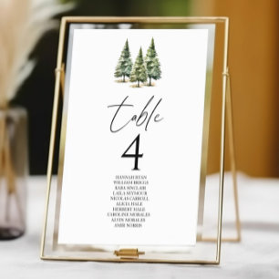 Winter Snowy Pine Tree Forest Wedding Table Number