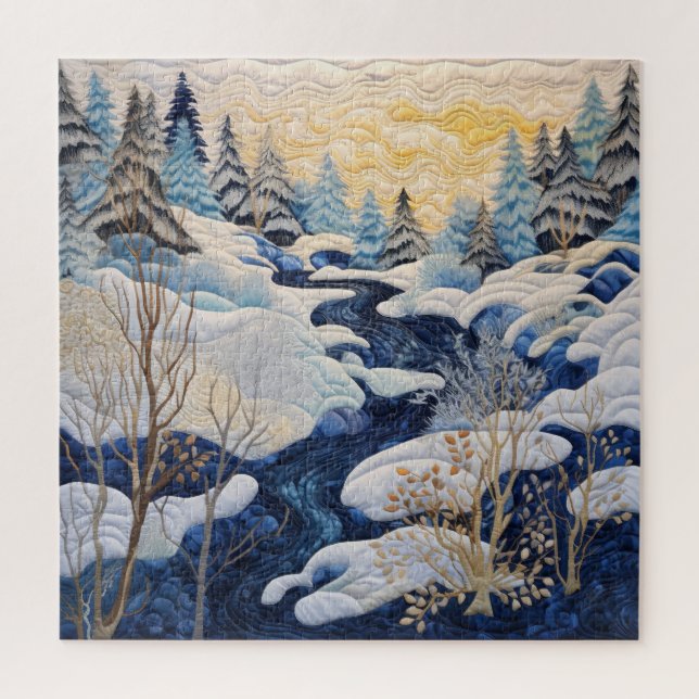 Winter Snowy Quilt Puzzle (Vertical)