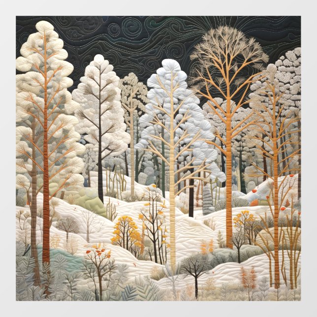 Winter Snowy Quilt Window Cling (Sheet)