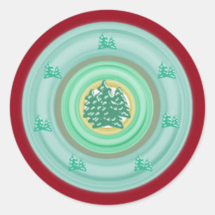 Winter Snowy Trees Classic Round Sticker