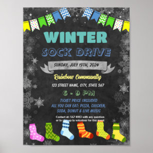 Winter Sock Drive Flyer Template Poster