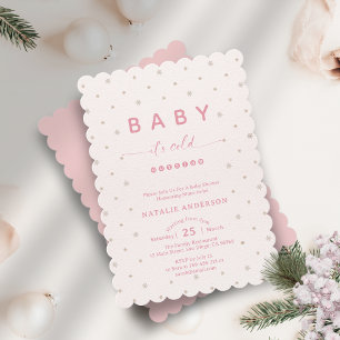 Winter Soft Pink It's Cold Outside Baby Shower Invitation