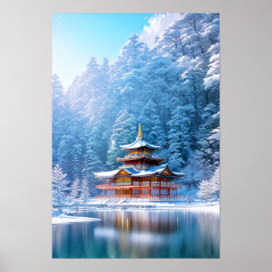 Winter Solace at the Japanese Temple Poster