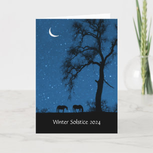 Winter Solstice 2024 With Horses Crescent Moon Card