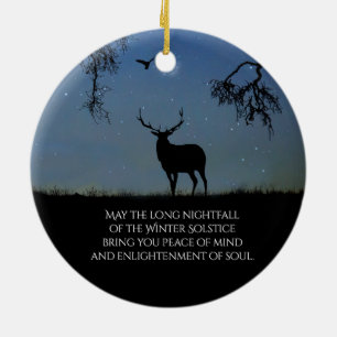 Winter Solstice Blessing with Elk and Raven Ceramic Ornament