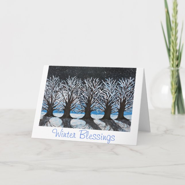 Winter Solstice . Blessings . Christmas Snow Card (Front)