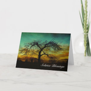 Winter Solstice blessings with tree without leaves Holiday Card
