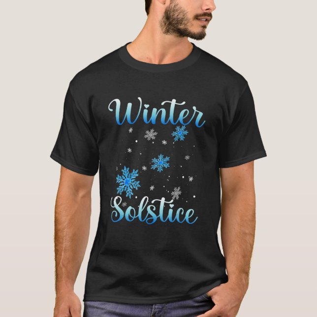Winter Solstice  Blue Snowflake Blessed  Yule Holi T-Shirt (Front)