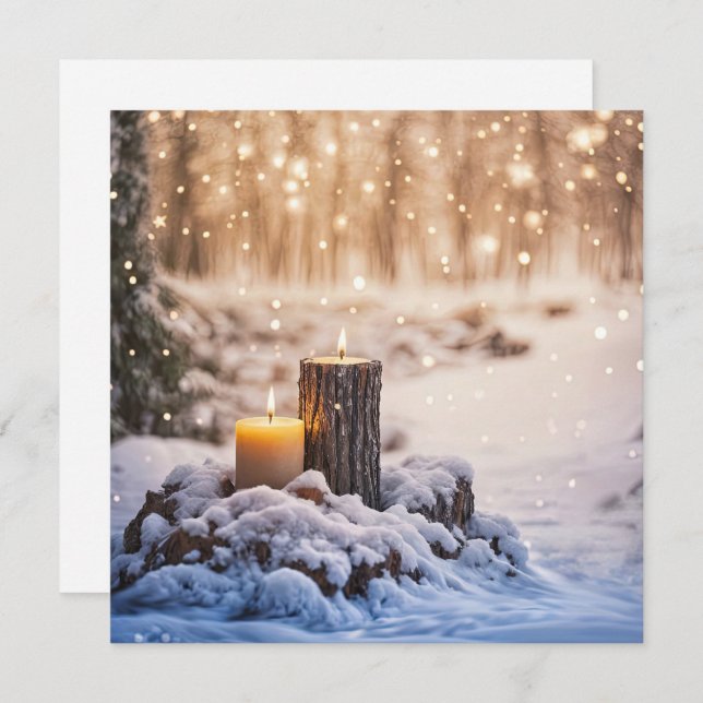 Winter Solstice Candles in the Snow (Front/Back)