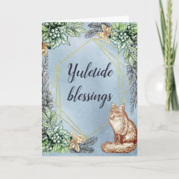 Winter Solstice Floral Fox Card