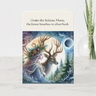 Winter Solstice Goddess and Deer Blessing Card