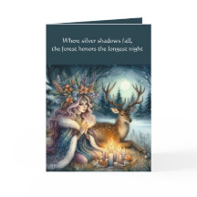 Winter Solstice Goddess and Deer Greeting Card