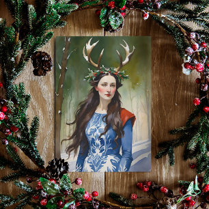 Winter Solstice Goddess in the Forest Holiday Card