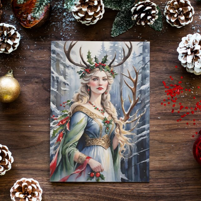 Winter Solstice Goddess in the Forest Holiday Card (Creator Uploaded)