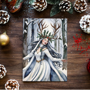 Winter Solstice Goddess in the Forest Holiday Card