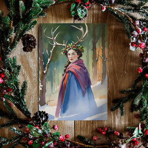 Winter Solstice Goddess in the Forest Holiday Card