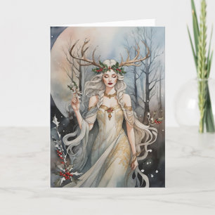 Winter Solstice Goddess in the Forest Holiday Card