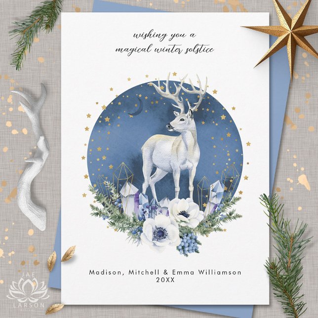 Winter Solstice Holiday Deer Blue White Christmas Invitation (Creator Uploaded)