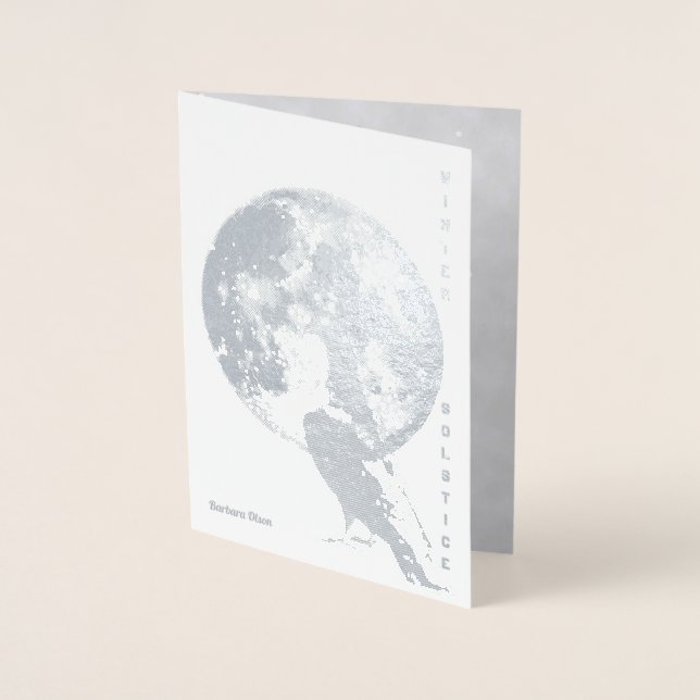 Winter Solstice: Moon and Dove Foil Card (Front)