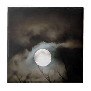 Winter Solstice Moon Celestial Art Ceramic Tile
