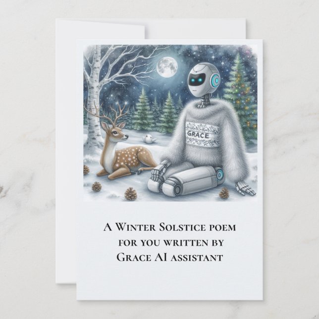 Winter Solstice Poem by Grace AI Robot  Flat Card (Front)