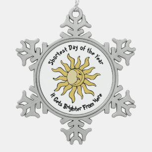 Winter Solstice Poem Snowflake Pewter Christmas Ornament