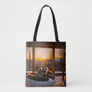 Winter Solstice: Raccoon in the Lodge Tote Bag