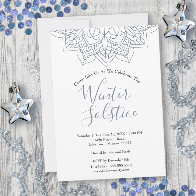 Winter Solstice Snow Flake Mandala Yule Invitation (Creator Uploaded)
