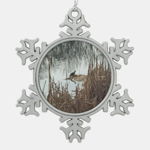 Winter Solstice Snowflake Pewter Christmas Ornament