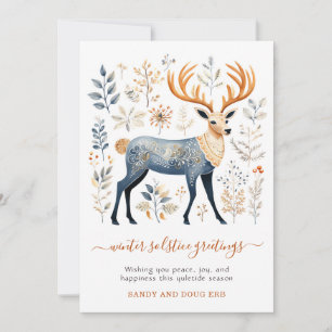Winter Solstice Stag Foliage Holiday Card