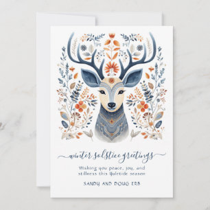Winter Solstice Stag Yuletide Holiday Card
