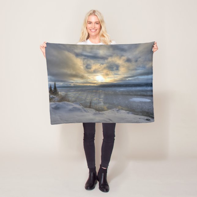 Winter Solstice Turnagain Arm Fleece Blanket (In Situ)