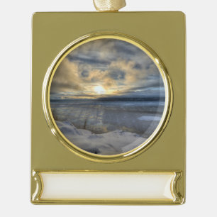 Winter Solstice Turnagain Arm Gold Plated Banner Ornament
