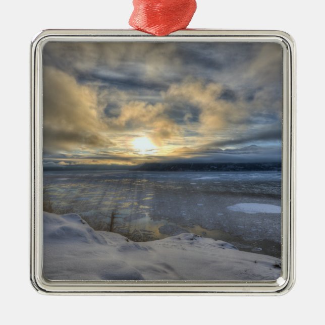 Winter Solstice Turnagain Arm Metal Tree Decoration (Front)
