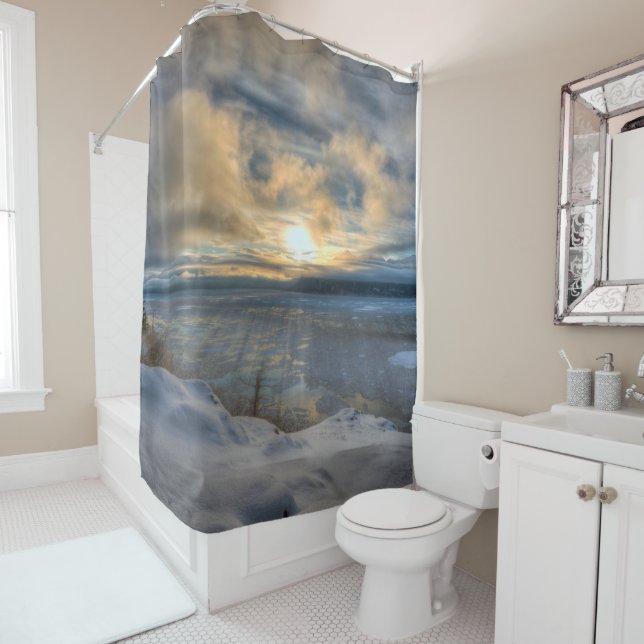 Winter Solstice Turnagain Arm Shower Curtain (In Situ)