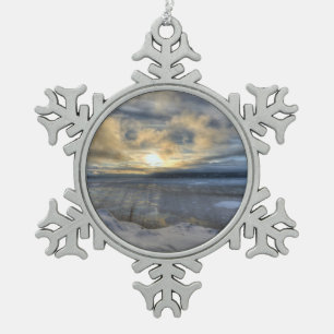 Winter Solstice Turnagain Arm Snowflake Pewter Christmas Ornament