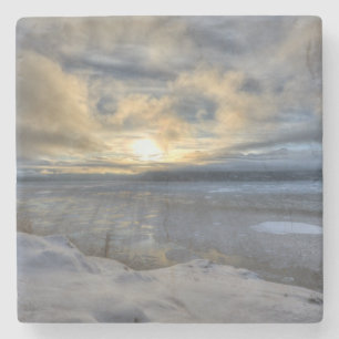 Winter Solstice Turnagain Arm Stone Coaster
