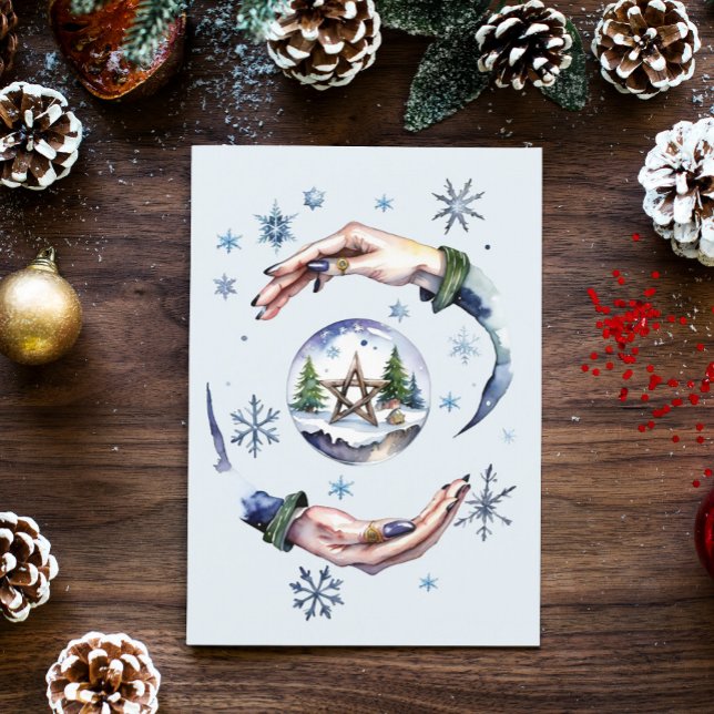 Winter Solstice Wicca Witch Hands & Snowglobe Holiday Card (Winter Solstice Wicca Witch Hands & Snowglobe Holiday Card)