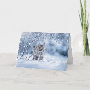 Winter Solstice with Bobcat and Snow Card