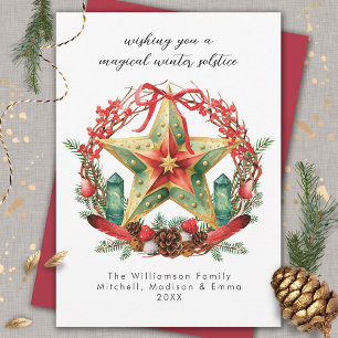 Winter Solstice Wreath Star Holiday Christmas Yule Card