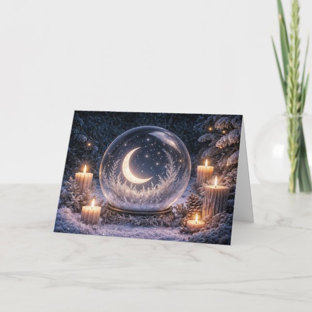 Winter Solstice Yule Crescent Moon in a Crystal Ba Card (Front)