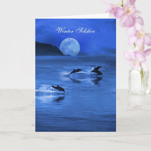 Winter Solstice Yule Dolphins Sea Ocean Card (Orchid)