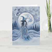 Winter Solstice Yule Folk Art Inspired Witchy Lady