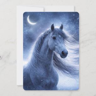 Winter Solstice Yule Horse Night Crescent Moon Card