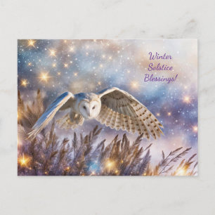 Winter Solstice Yule Magical Owl Enchanted Holiday Postcard